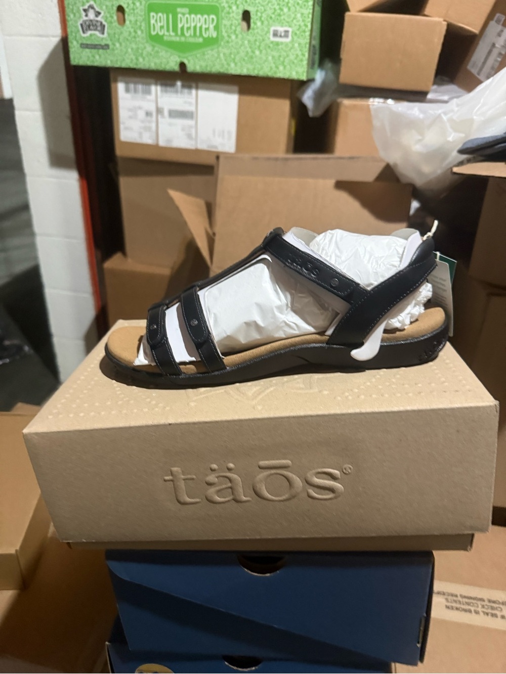 Taos Women’s Leather Sandal Trophy 2 Black Size 9